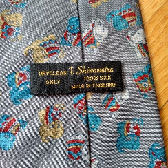 Vintage Thai Elephant Silk Neck Tie T. Shinawatra Made in Thailand Necktie - Picture 12 of 12